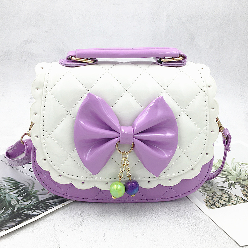 Κοριτσίστικη crossbody τσάντα με φιόγκο και δαντέλα – μίνι PU δερμάτινη τσάντα, επένδυση πολυεστέρα, παιδικό στυλ