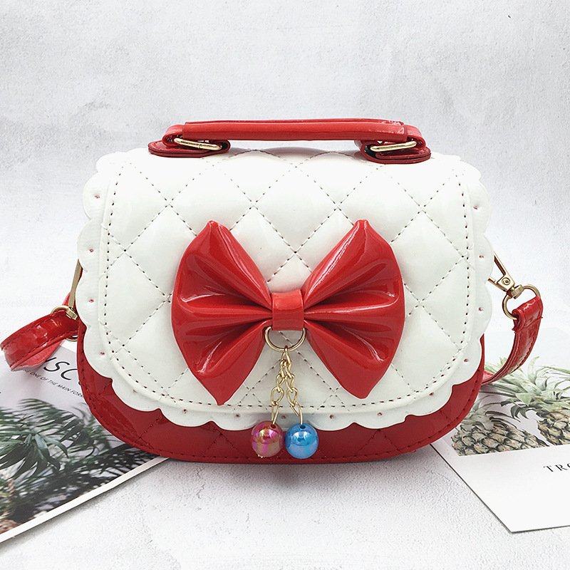 Κοριτσίστικη crossbody τσάντα με φιόγκο και δαντέλα – μίνι PU δερμάτινη τσάντα, επένδυση πολυεστέρα, παιδικό στυλ