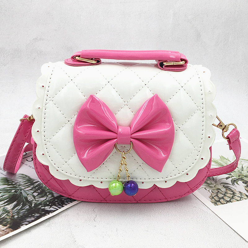 Κοριτσίστικη crossbody τσάντα με φιόγκο και δαντέλα – μίνι PU δερμάτινη τσάντα, επένδυση πολυεστέρα, παιδικό στυλ