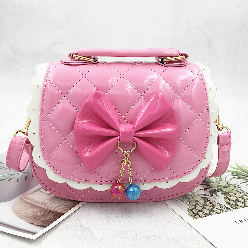Κοριτσίστικη crossbody τσάντα με φιόγκο και δαντέλα – μίνι PU δερμάτινη τσάντα, επένδυση πολυεστέρα, παιδικό στυλ