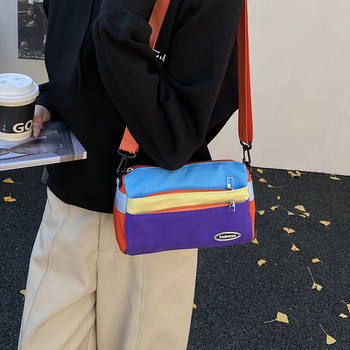 Παιδική τσάντα crossbody από νάιλον για καθημερινά ταξίδια, με επένδυση πολυεστέρα, γεωμετρικό σχέδιο, αναπνεύσιμη κατασκευή, κατάλληλη για μαθητές δημοτικού