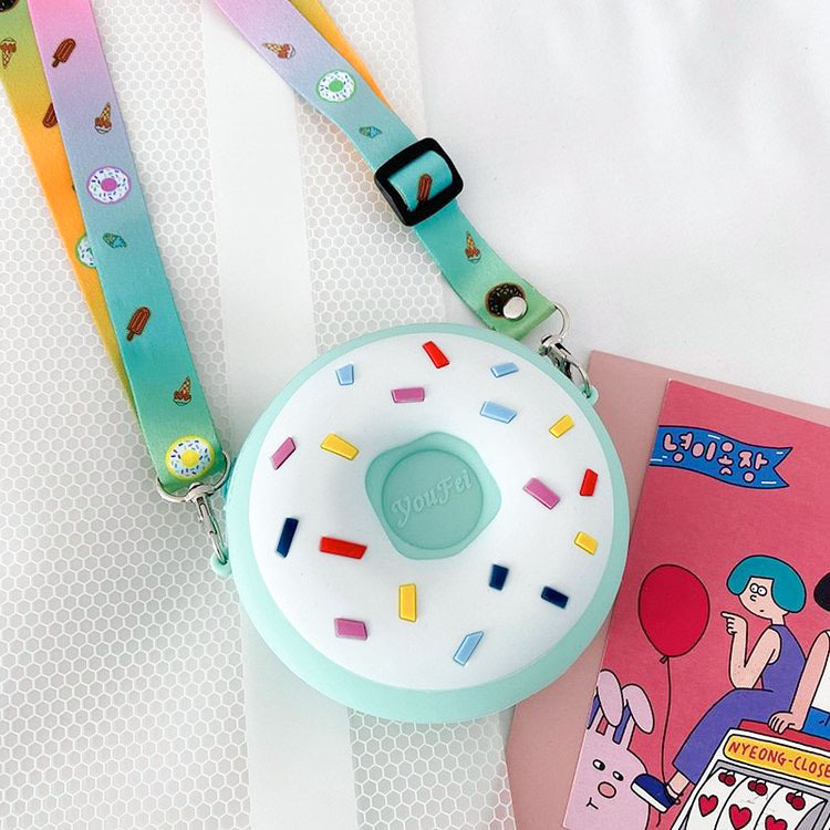 Τσαντάκι crossbody από σιλικόνη σε σχήμα ντόνατ για κορίτσια, αδιάβροχο και ανθεκτικό στη φθορά, καθημερινή χρήση
