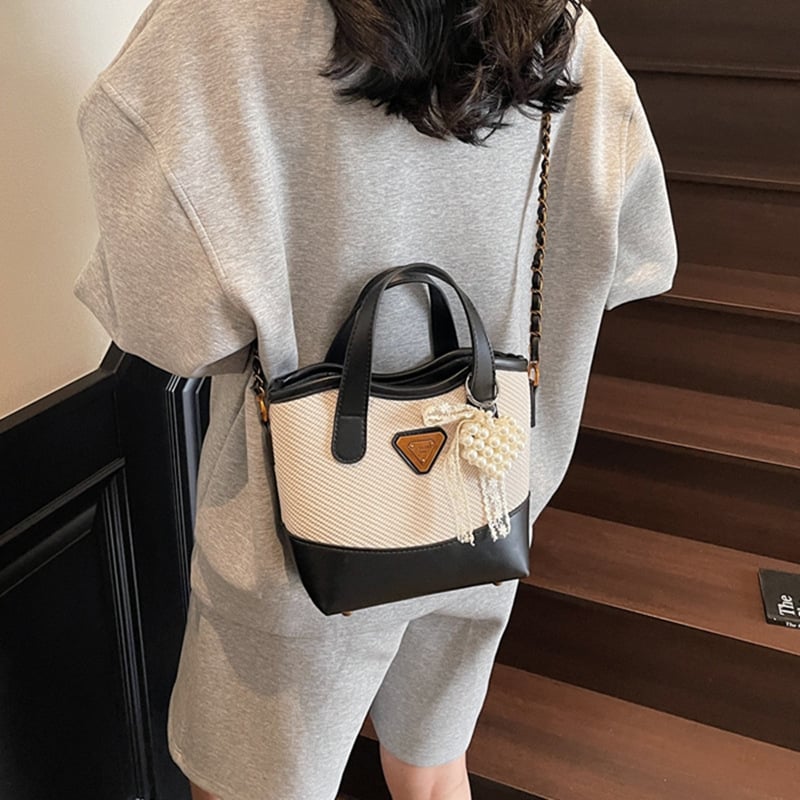 Τσάντα bucket bag από PU δέρμα, με φερμουάρ, επένδυση πολυεστέρα, Άνοιξη 2025