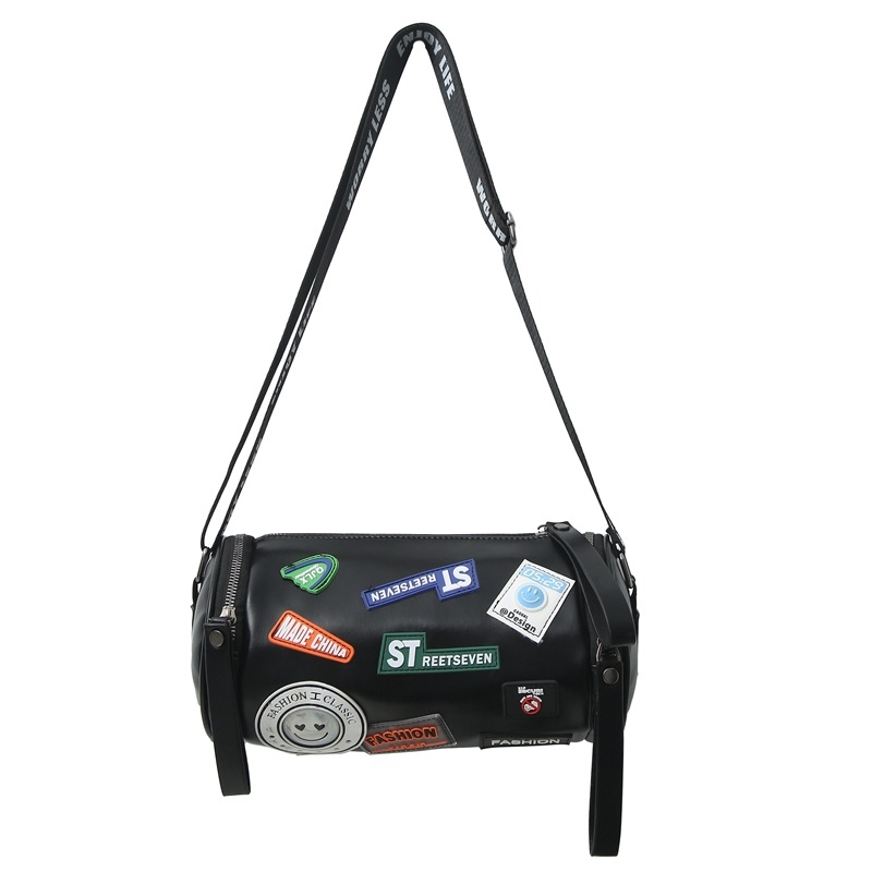 Bucket bag — PU υλικό, κυλινδική μορφή, σχεδίαση κυλίνδρου, φερμουάρ για το άνοιγμα, πολυεστερική επένδυση