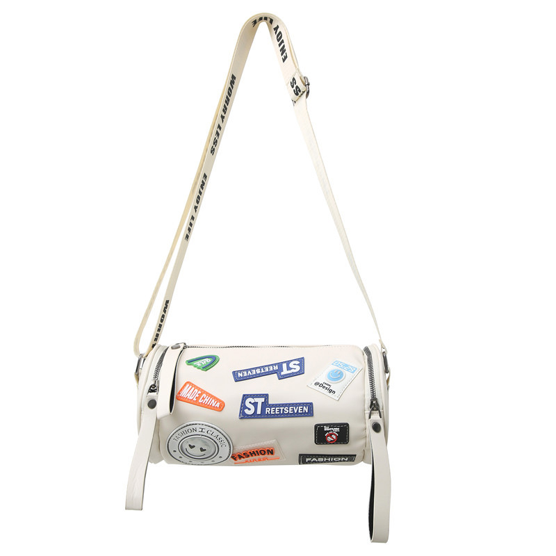 Bucket bag — PU υλικό, κυλινδική μορφή, σχεδίαση κυλίνδρου, φερμουάρ για το άνοιγμα, πολυεστερική επένδυση