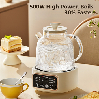 Chigo Oală de sănătate din sticlă, multifuncțională pentru ceai și apă, capacitate ≤1 L, 500W, 220V, control tactil, corp integral din sticlă