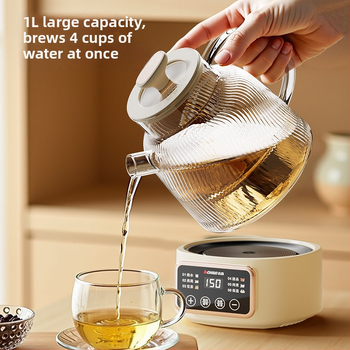 Chigo Oală de sănătate din sticlă, multifuncțională pentru ceai și apă, capacitate ≤1 L, 500W, 220V, control tactil, corp integral din sticlă