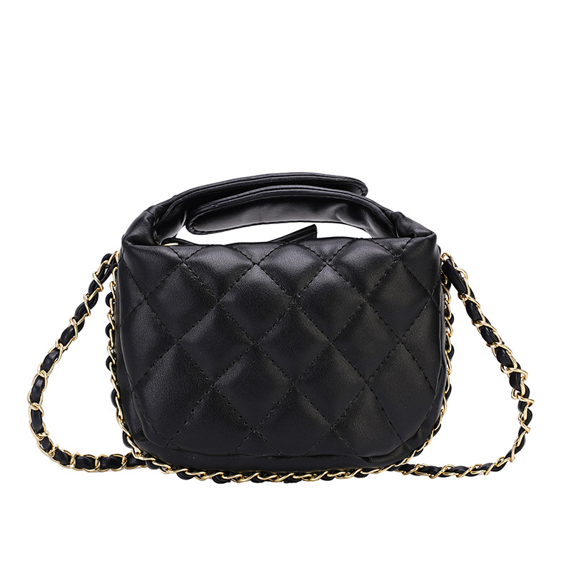 Ženska mini kvilirana torbica s lančanim remenom, PU materijal, gradski stil, vodoravni kvadratni oblik, zatvarač, podstava od poliestera