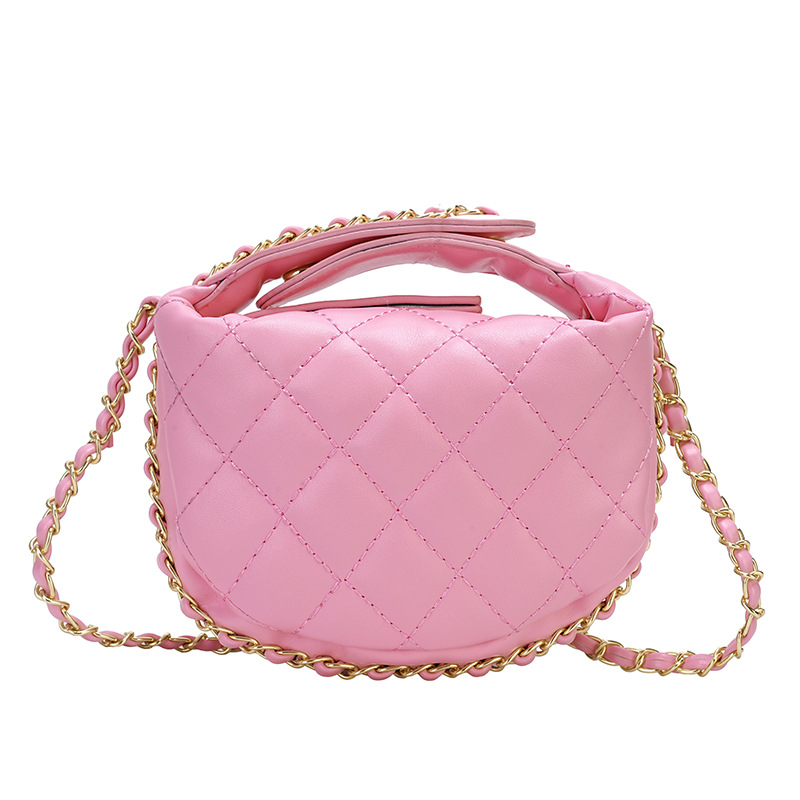 Ženska mini kvilirana torbica s lančanim remenom, PU materijal, gradski stil, vodoravni kvadratni oblik, zatvarač, podstava od poliestera