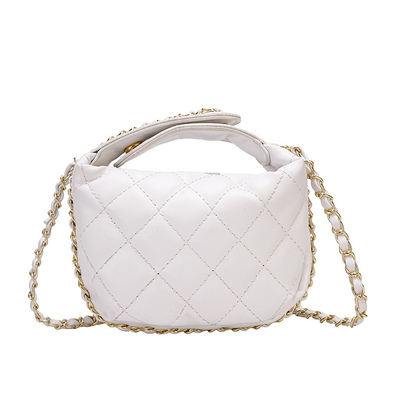 Ženska mini kvilirana torbica s lančanim remenom, PU materijal, gradski stil, vodoravni kvadratni oblik, zatvarač, podstava od poliestera