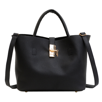 Τσάντα Tote από PU με κλείσιμο με λουκέτο, στυλ street-trend, οριζόντιο τετράγωνο σχήμα, χωρίς επένδυση