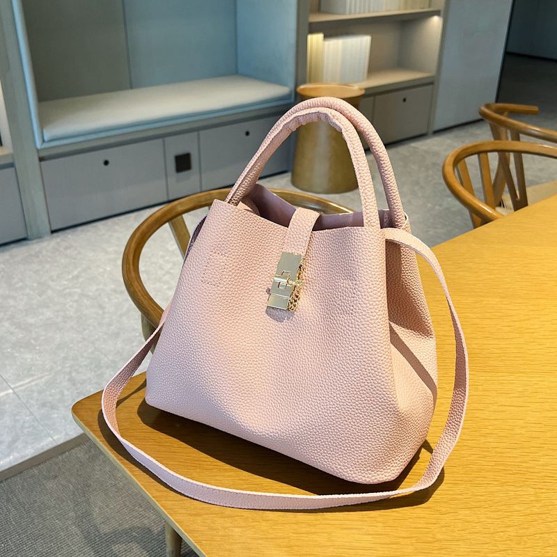 Τσάντα Tote από PU με κλείσιμο με λουκέτο, στυλ street-trend, οριζόντιο τετράγωνο σχήμα, χωρίς επένδυση