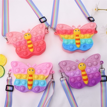 Geantă din silicon cu formă de fluture, cross-body, unisex, portofel mic pentru copii și femei, impermeabilă și rezistentă, model cu fluture