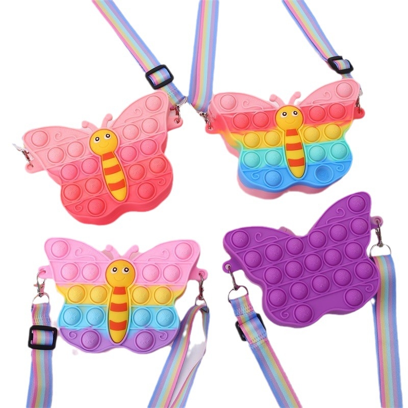 Geantă din silicon cu formă de fluture, cross-body, unisex, portofel mic pentru copii și femei, impermeabilă și rezistentă, model cu fluture