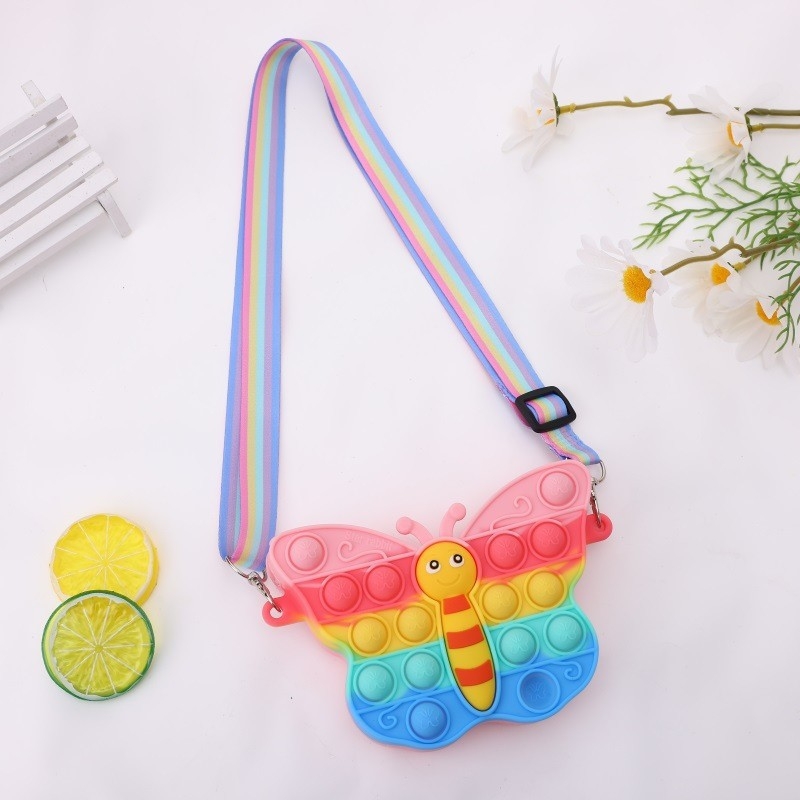 Geantă din silicon cu formă de fluture, cross-body, unisex, portofel mic pentru copii și femei, impermeabilă și rezistentă, model cu fluture