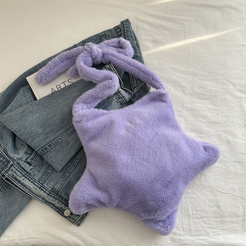 Crossbody τσάντα – βελούδινο υλικό, επένδυση πολυεστέρα, φερμουάρ, αστέρι με πέντε ακμές