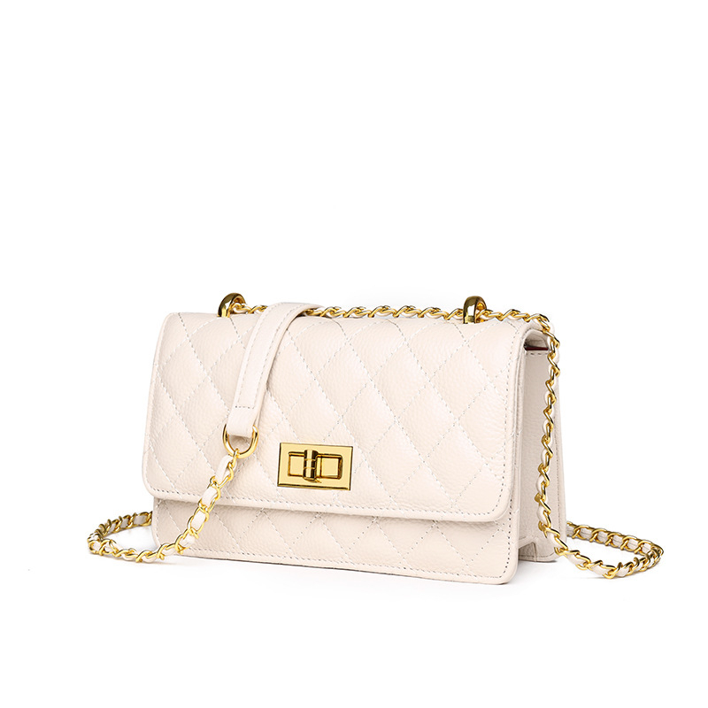 Geantă de damă din piele naturală, crossbody, formă pătrată orizontală, închidere cu capac, piele de vită prim strat