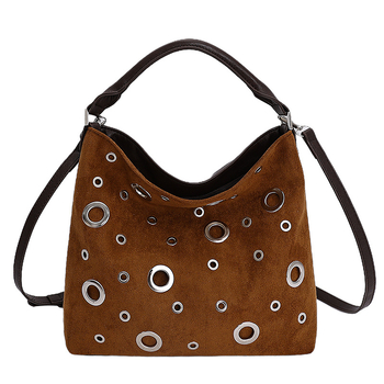 Γυναικεία σουέντ crossbody τσάντα, οριζόντιου τετράγωνου σχήματος, φερμουάρ, Φθινόπωρο 2025