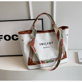 Geantă Tote din pânză pentru femei, stil urban minimalist, formă orizontal pătrată, închidere cu fermoar, buzunar interior cu fermoar și buzunar pentru telefon