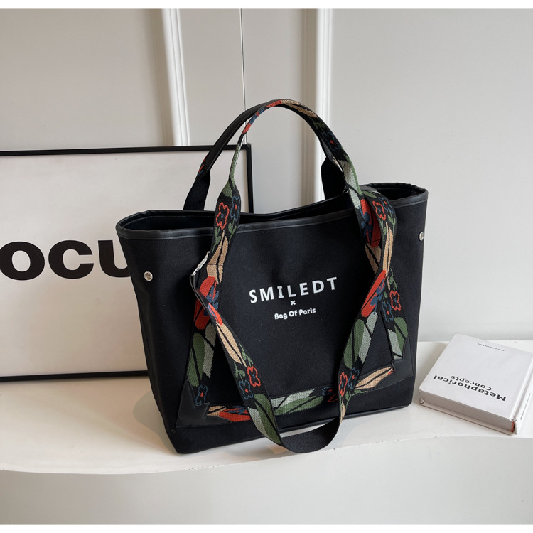 Geantă Tote din pânză pentru femei, stil urban minimalist, formă orizontal pătrată, închidere cu fermoar, buzunar interior cu fermoar și buzunar pentru telefon