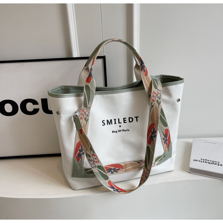 Geantă Tote din pânză pentru femei, stil urban minimalist, formă orizontal pătrată, închidere cu fermoar, buzunar interior cu fermoar și buzunar pentru telefon