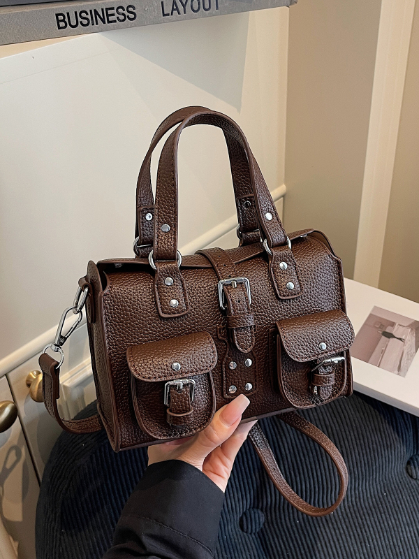 Γυναικεία τσάντα crossbody από PU δέρμα, τετράγωνο σχήμα, μαγνητικό κλείσιμο, εσωτερική τσέπη με φερμουάρ και θήκη για κινητό, φθινόπωρο 2025