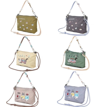 Geantă de umăr cu fermoar, poliester, formă orizontală pătrată, buzunare pentru telefon și card de identificare, curea simplă