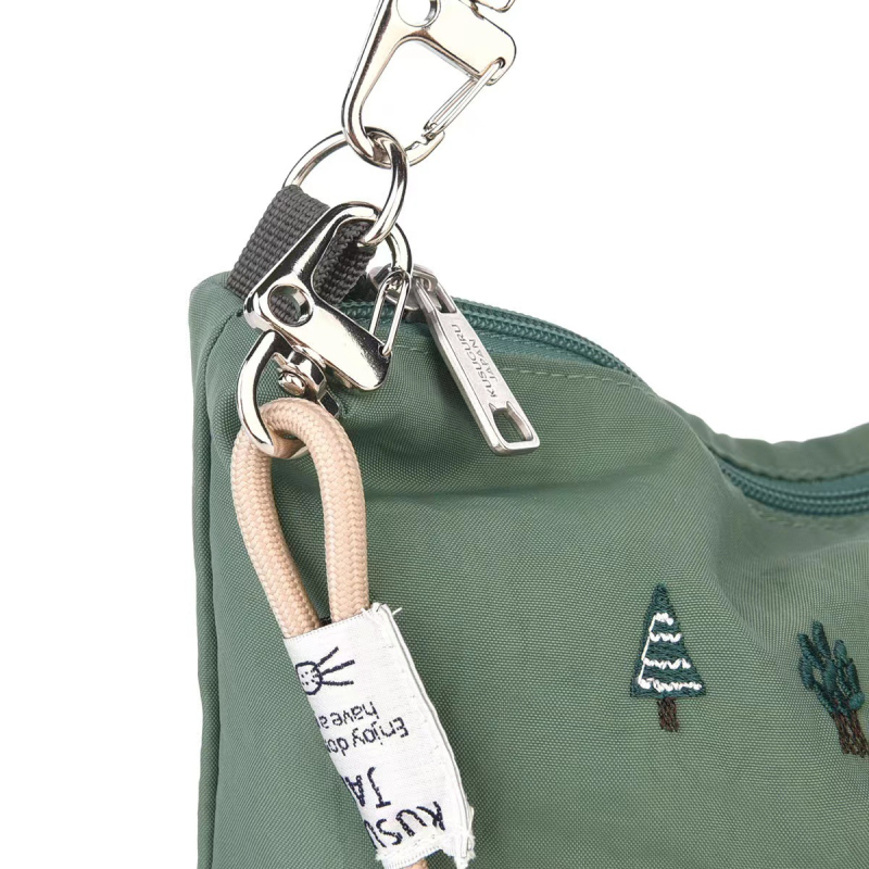 Geantă de umăr cu fermoar, poliester, formă orizontală pătrată, buzunare pentru telefon și card de identificare, curea simplă