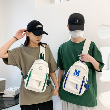 Geantă crossbody din nylon, model litere, unisex, cu o singură curea, vară 2023