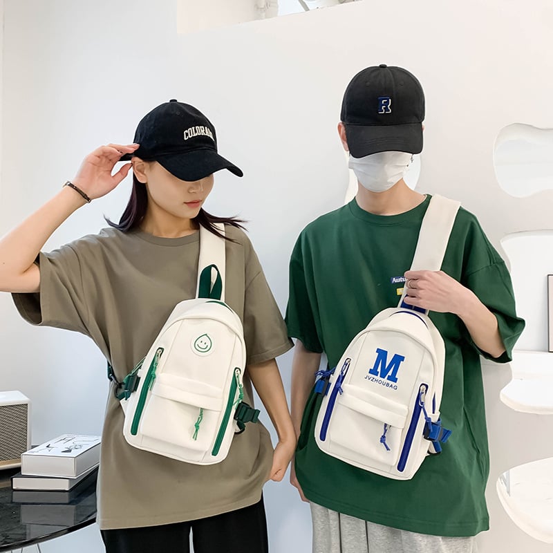 Geantă crossbody din nylon, model litere, unisex, cu o singură curea, vară 2023