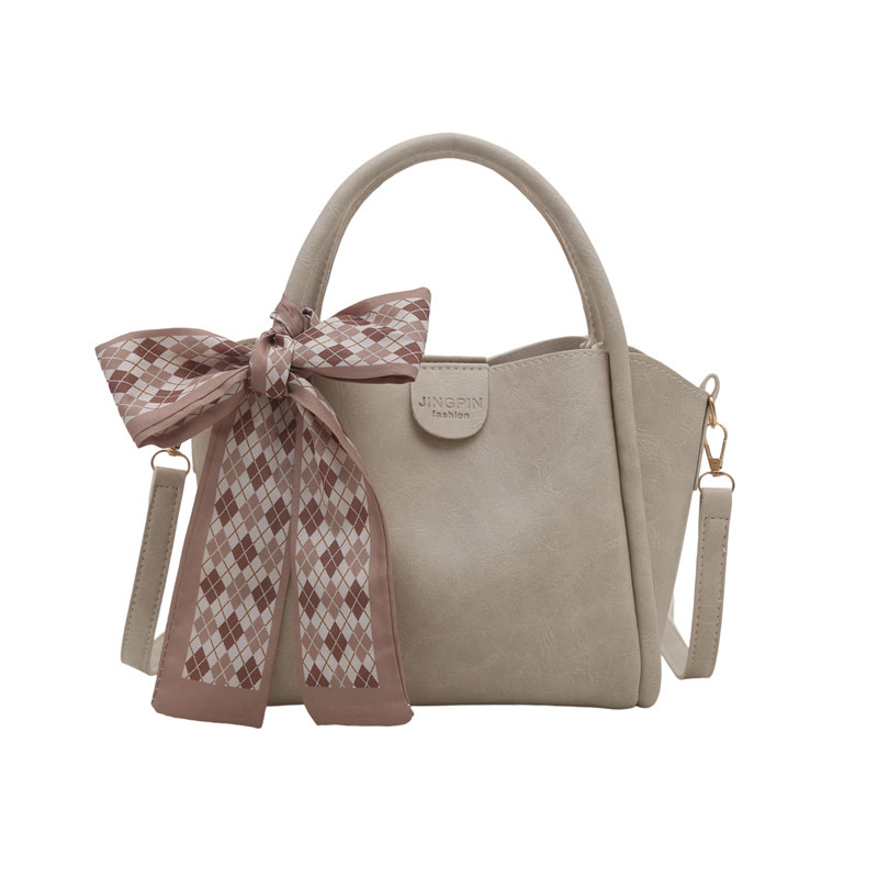 Γυναικεία bucket bag, αστικός μινιμαλισμός, PU υλικό, οριζόντιο τετράγωνο σχήμα, φερμουάρ