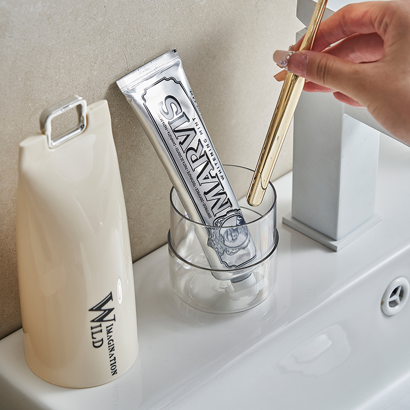 Set portabil pentru suport de periuțe de dinți — plastic, pahar transparent pentru periuță, pahar pentru apă de gură, cutie pentru periuță, 60 buc.