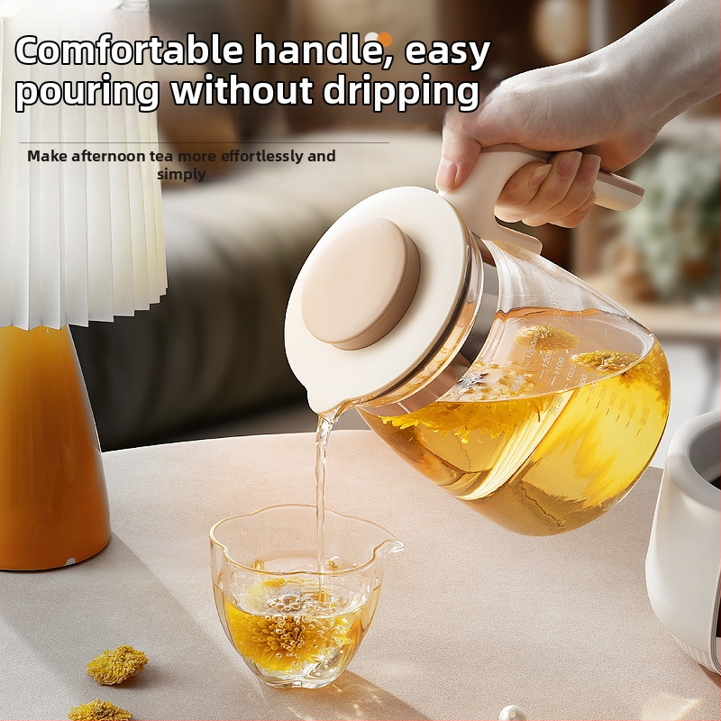 Ceainic din sticlă pentru ceai sănătos, cu regulator de lapte integrat, capacitate 1–1,5 L, 220V, 500–1000W, termostat cu presiune