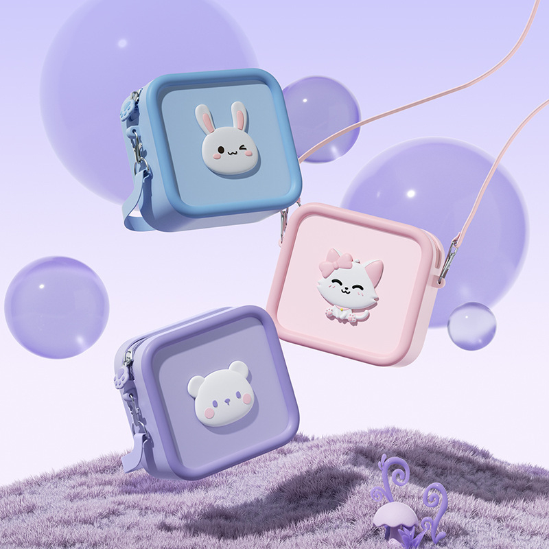 Детска чанта за през рамо с карикатурен дизайн – силиконова, унисекс, за детска градина, устойчива на износване, за ежедневна употреба