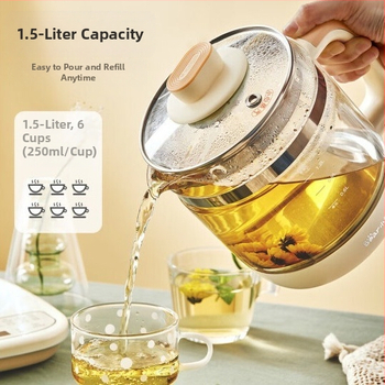 Little Bear YSH-D15T6 ceainic electric pentru sănătate cu filtru, 1.5L, 220V, 500–1000W, corp din sticlă borosilicatat, termostat digital, control mecanic