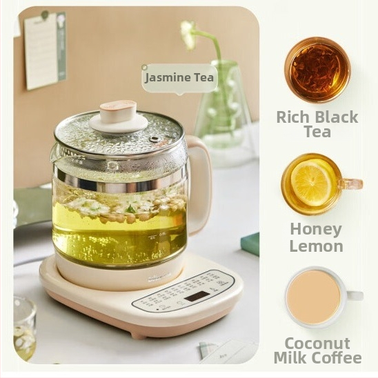 Little Bear YSH-D15T6 ceainic electric pentru sănătate cu filtru, 1.5L, 220V, 500–1000W, corp din sticlă borosilicatat, termostat digital, control mecanic