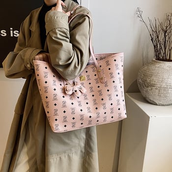 Geantă Tote din PU, formă de găleată, închidere cu fermoar, căptușeală din piele sintetică, buzunar secret cu fermoar