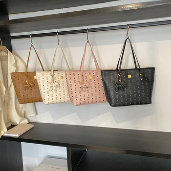 Geantă Tote din PU, formă de găleată, închidere cu fermoar, căptușeală din piele sintetică, buzunar secret cu fermoar