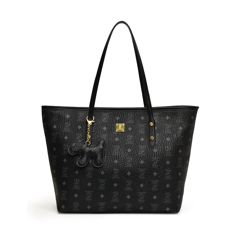 Geantă Tote din PU, formă de găleată, închidere cu fermoar, căptușeală din piele sintetică, buzunar secret cu fermoar