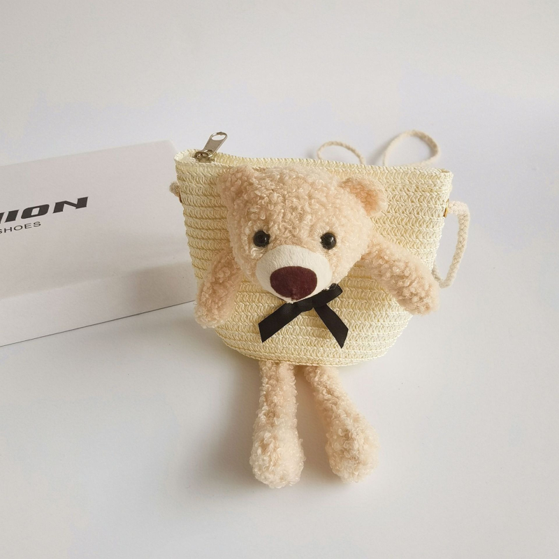 Detská taška cez rameno z trstiny – vzor zvieraťa, priedušná a rozširujúca sa, unisex pre predškolák, roztomilý detský organizér