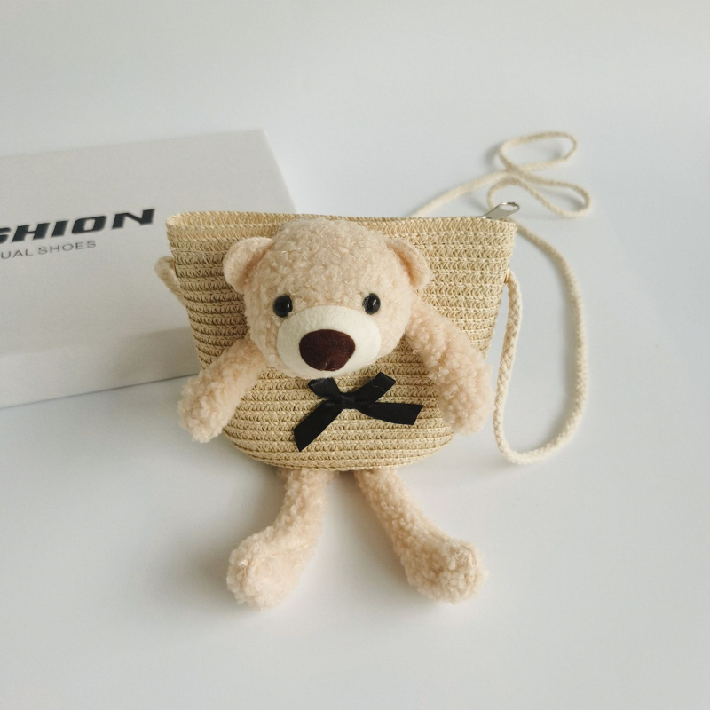 Detská taška cez rameno z trstiny – vzor zvieraťa, priedušná a rozširujúca sa, unisex pre predškolák, roztomilý detský organizér