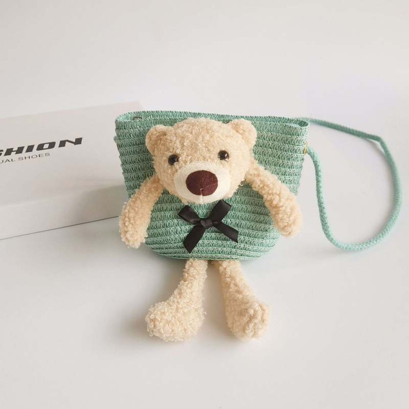 Detská taška cez rameno z trstiny – vzor zvieraťa, priedušná a rozširujúca sa, unisex pre predškolák, roztomilý detský organizér