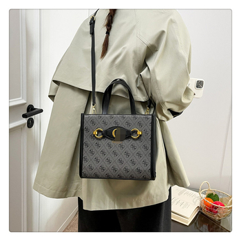 PU kožna Tote torba, horizontalni kvadratni oblik, zatvaranje na zip, džep za mobitel