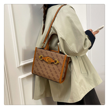 PU kožna Tote torba, horizontalni kvadratni oblik, zatvaranje na zip, džep za mobitel