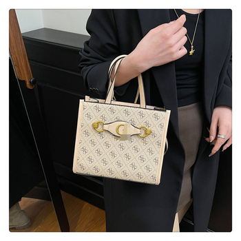 PU kožna Tote torba, horizontalni kvadratni oblik, zatvaranje na zip, džep za mobitel