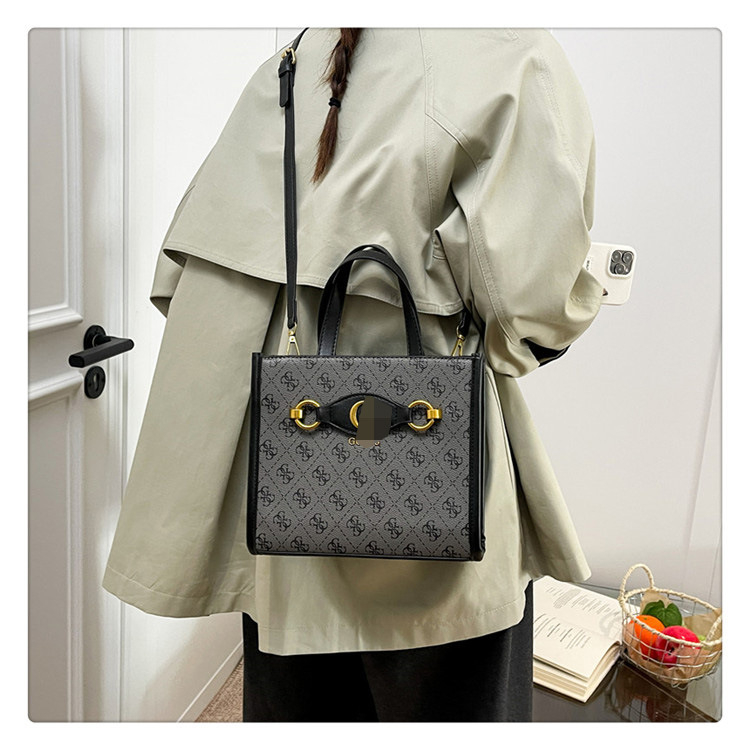 PU kožna Tote torba, horizontalni kvadratni oblik, zatvaranje na zip, džep za mobitel