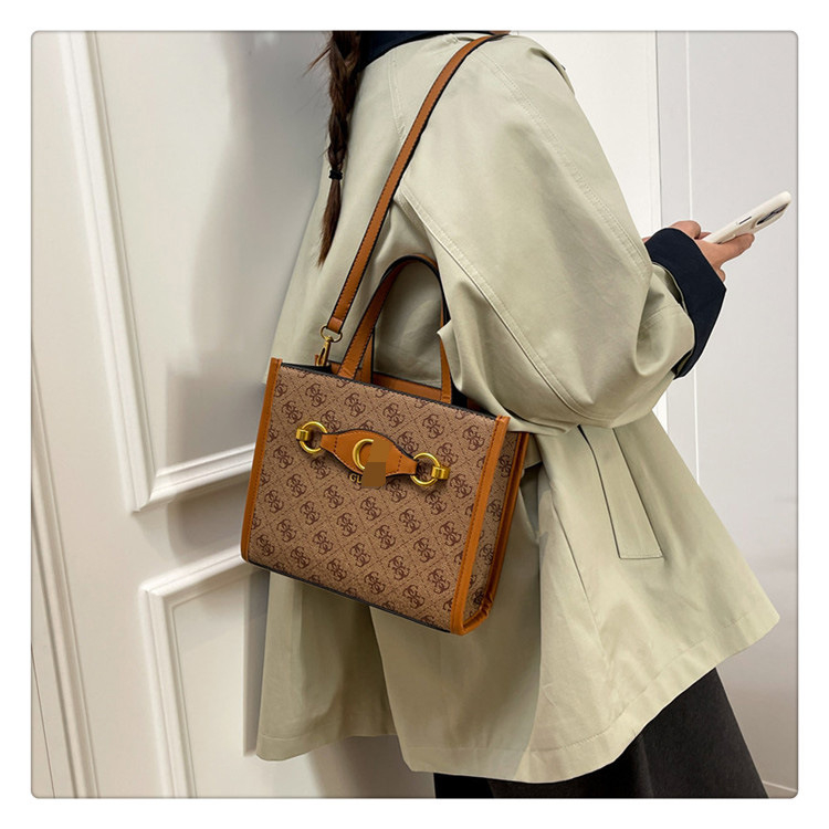 PU kožna Tote torba, horizontalni kvadratni oblik, zatvaranje na zip, džep za mobitel