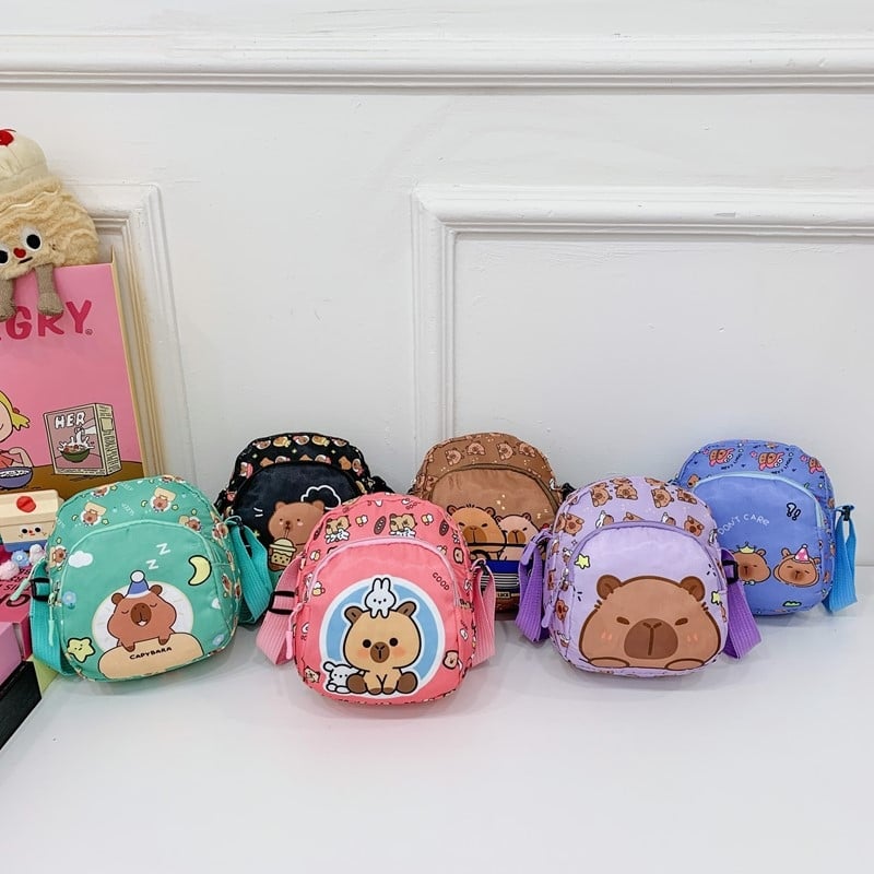 Detská ramenná taška s karikatúrnym vzorom, nylonový materiál, priedušná, na denné použitie v škôke