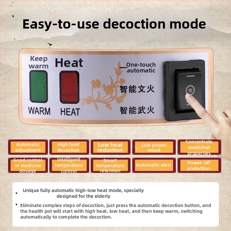 Dekocijski lonac za bilje, model HNS-40, keramičko kućište, kapacitet 4 L+, napajanje 220 V, snaga 450 W