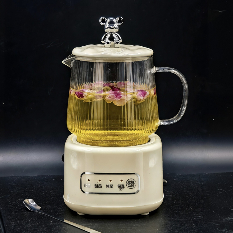 Potpuno automatski čajnik za zdravlje sa staklenim tijelom, kapacitet 1 L ili manje, 220 V, 360 W, dodirno upravljanje i tajmer